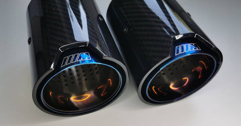 BMW MPerformance 2 x Exhaust Tips Burnt Blue/Gold